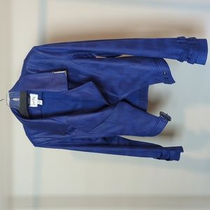 Joseph Ribkoff blue leather jacket